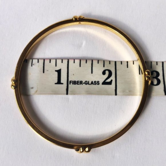 Monet Vintage Gold Tone with Black Enamel Bangle Bracelet 2.75" diameter - Picture 8 of 10